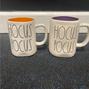 Rae Dunn Hocus Pocus Mugs with Orange and Purple Interiors